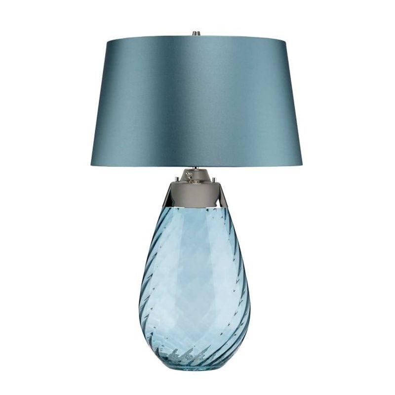 Lena Blue - Bordlampe i glass m/skjerm