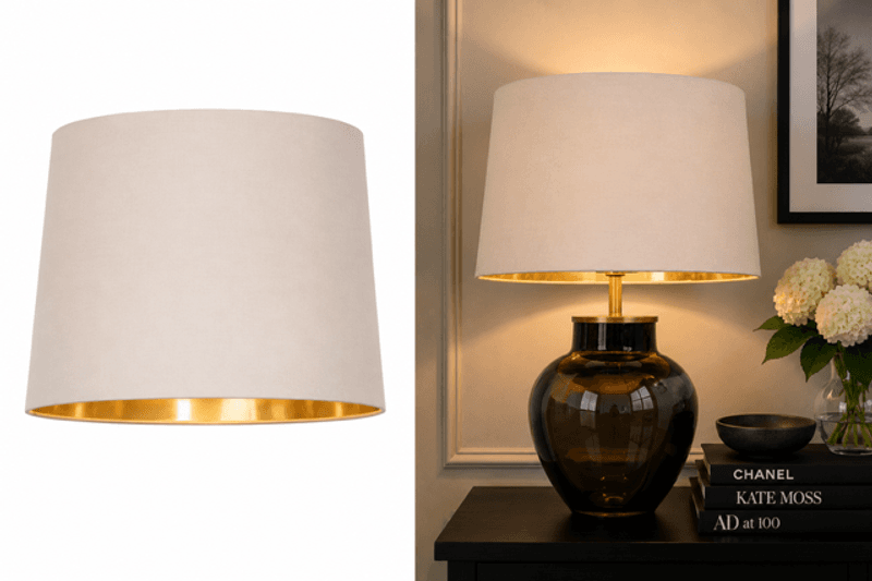 Lampeskjerm - Soft Latte m/Gold Lining 48cm