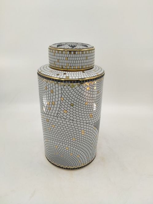Hovedbilde Gold Tiles Large - Keramisk krukke m/lokk