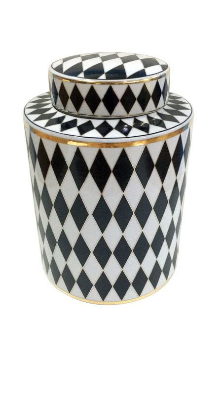 Chess Noir Large - Keramisk krukke m/lokk