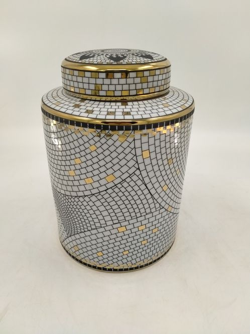 Hovedbilde Gold Tiles Medium - Keramisk krukke m/lokk